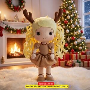 Christmas Reindeer Felt Doll – PDF Sewing Pattern