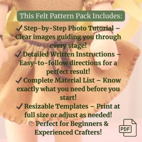 Christmas Reindeer Felt Doll – PDF Sewing Pattern - Image 4