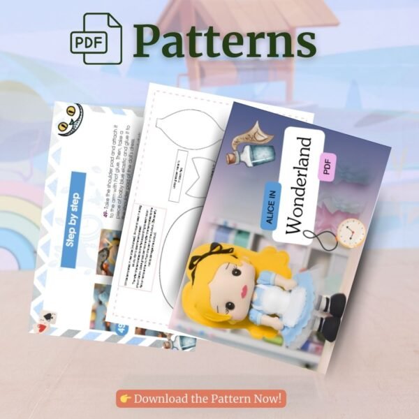 Alice Felt Pattern – PDF Plush Template for Sewing - Image 2