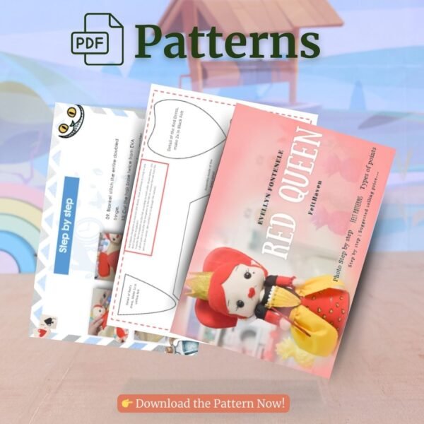 Red Queen Felt Pattern – Wonderland Royal Plush PDF Template - Image 2