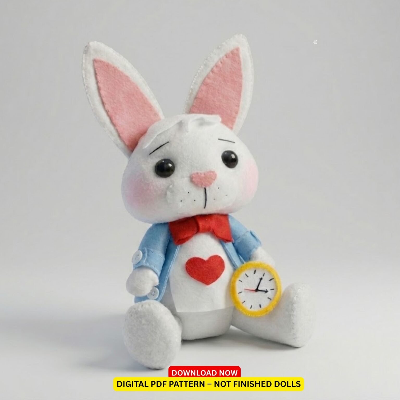 White Rabbit Pdf White Rabbit Felt Pattern – Wonderland Plush PDF Template