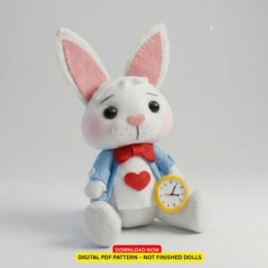 White Rabbit Felt Pattern – Wonderland Plush PDF Template