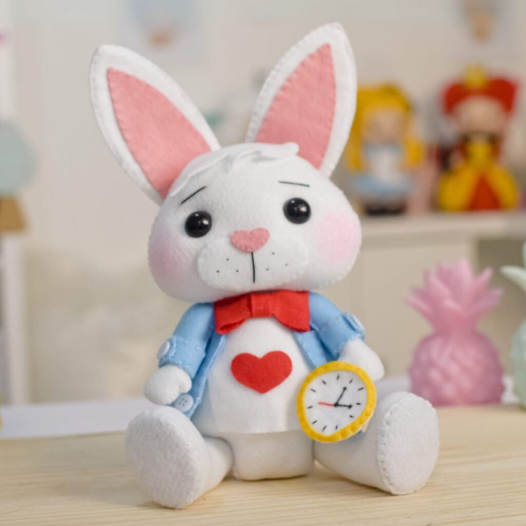 White Rabbit Felt Pattern – Wonderland Plush PDF Template
