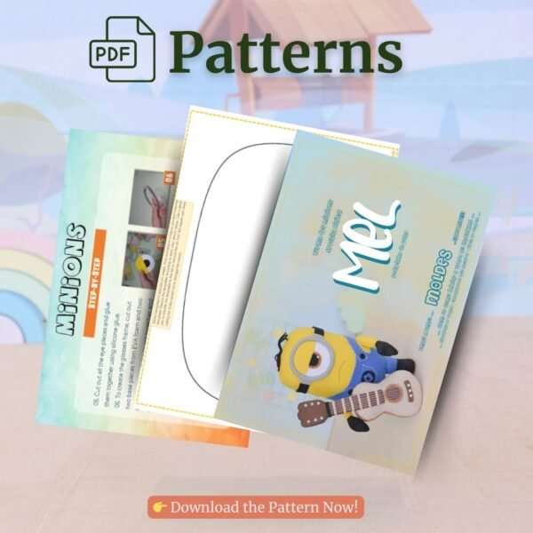 Mel Minion Felt Pattern – Moody Plush with Guitar PDF Template - Image 2