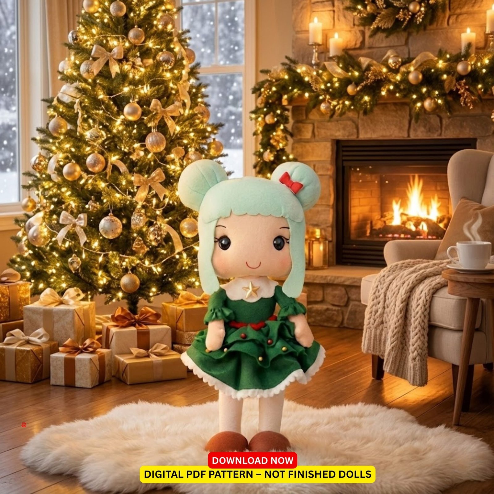 Christmas Tree Felt Doll Pattern – Holiday Magic in Every Stitch