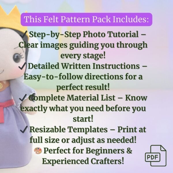 Princesses vs Villains – Felt Pattern Collection (6 PDF Templates) - Image 10