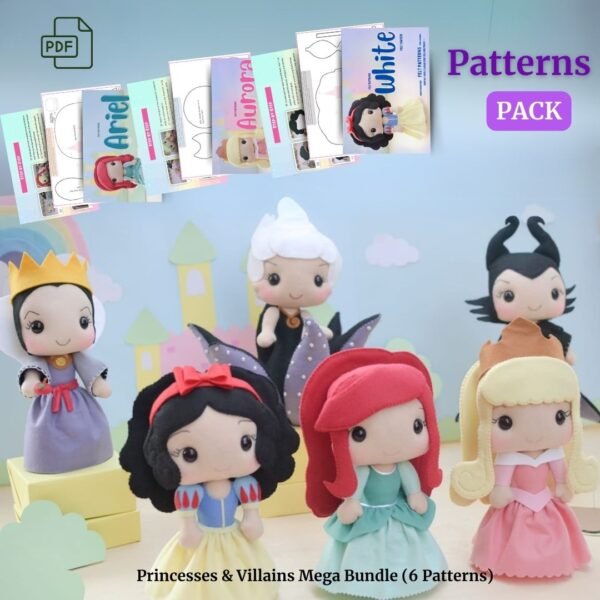 Princesses vs Villains – Felt Pattern Collection (6 PDF Templates) - Image 2