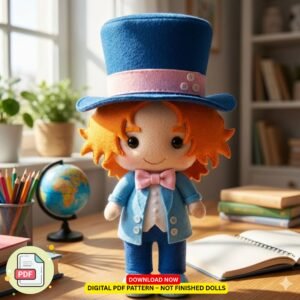 Mad Hatter Felt Pattern – Plush PDF Template for Sewing