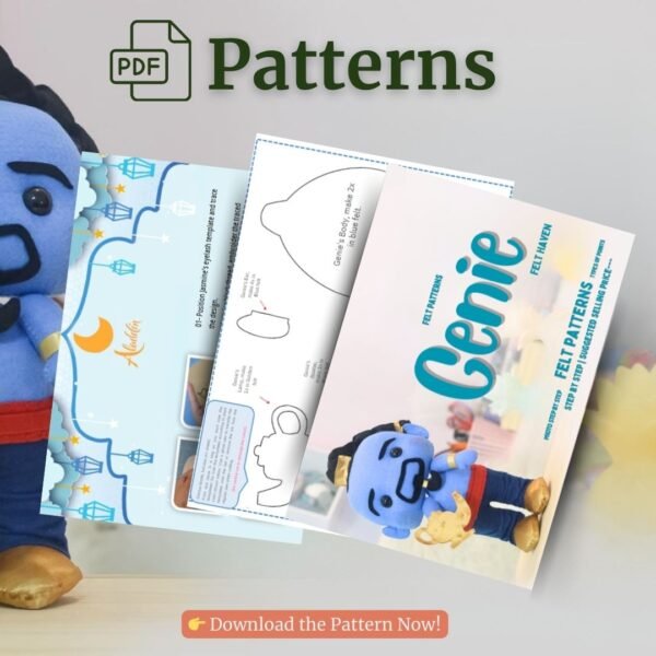Genie felt plush pattern PDF template