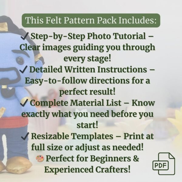 Genie felt plush pattern PDF template