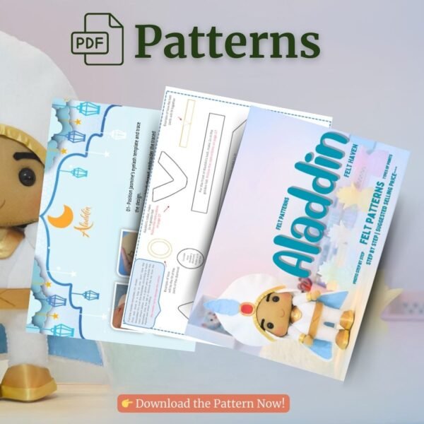 Aladdin Felt Pattern – PDF Plush Template with Step-by-Step Guide - Image 2