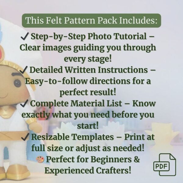 Aladdin felt plush pattern PDF template