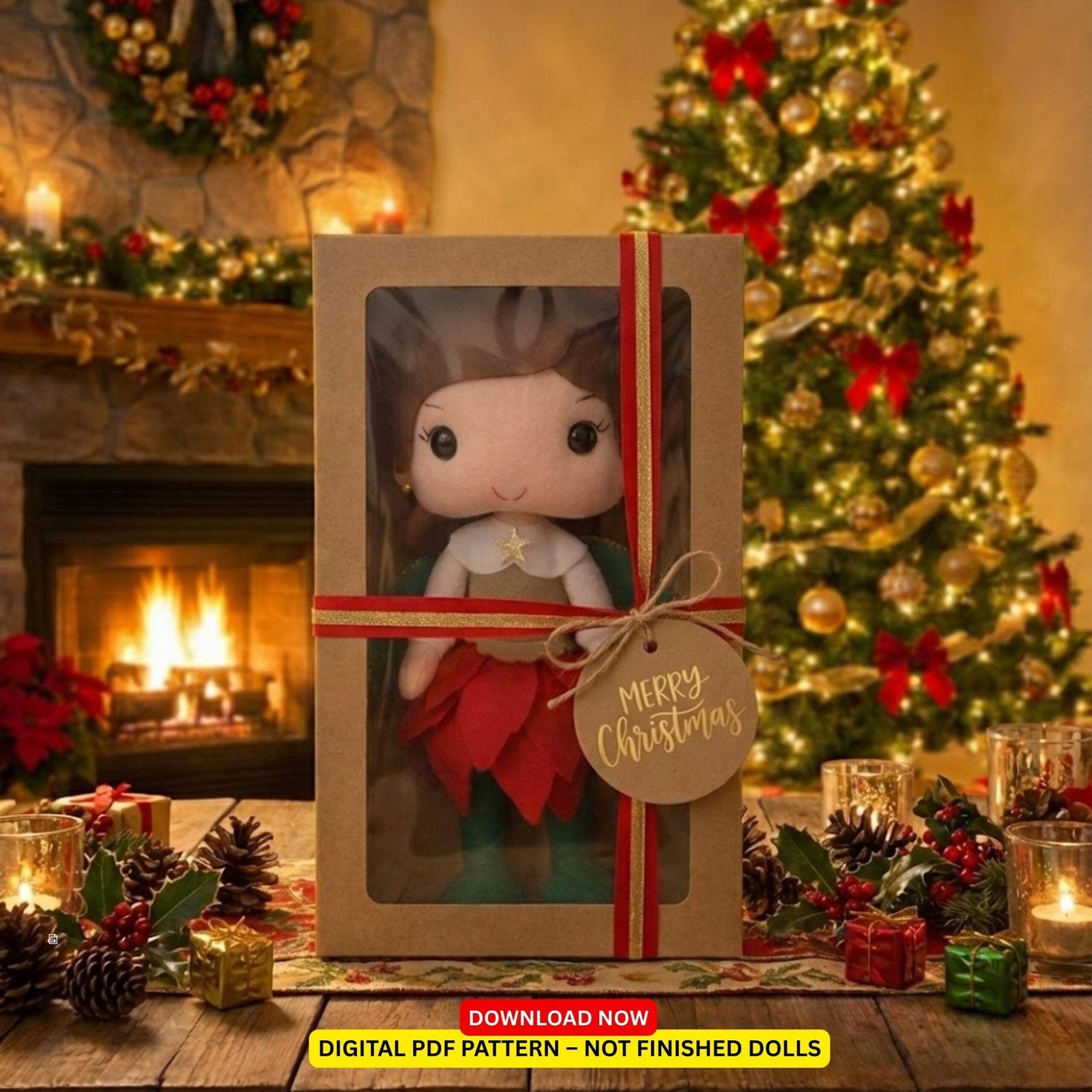 Flor de Natal – Enchanted Christmas Doll Felt Pattern - Image 6