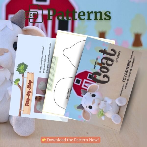 Goat Felt Pattern – Fun Farm Plush PDF Template - Image 2