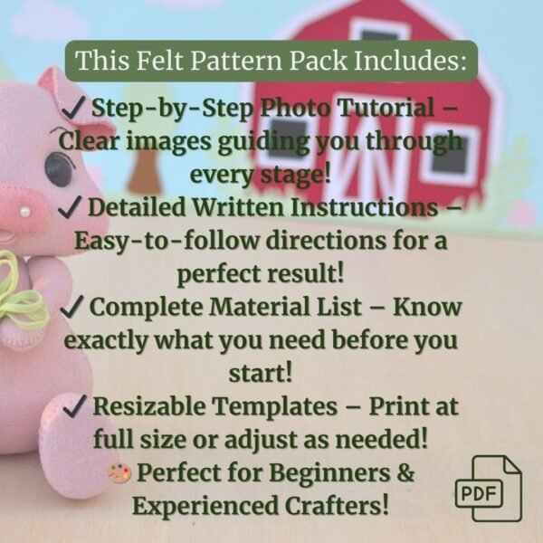 Pig Felt Pattern – Adorable Farm Plush PDF Template - Image 3