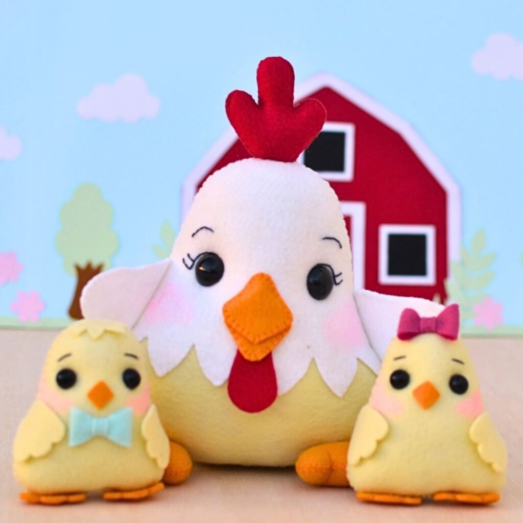 Hen and chicks felt pattern from farm bundle PDF