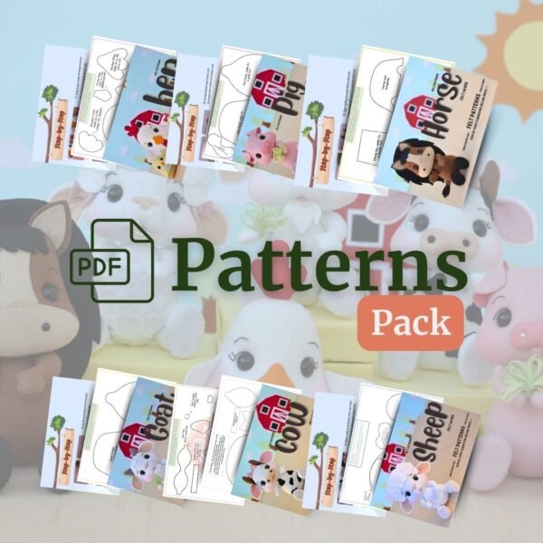 Farm Felt Pattern Bundle – 6 Adorable Animals + BONUS Free Pattern! - Image 2